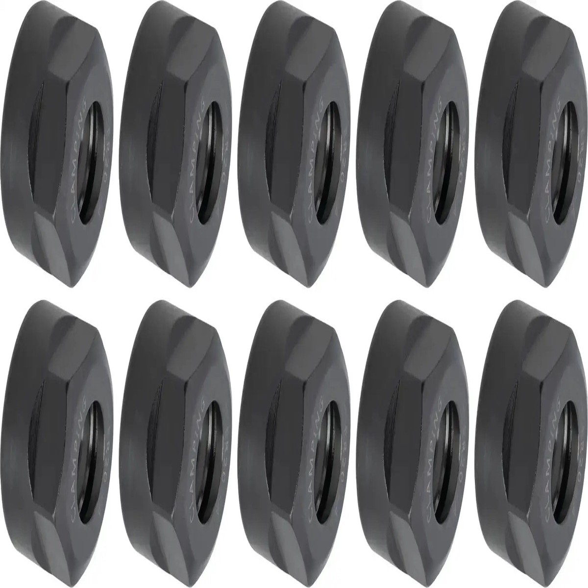 10 Piece High Speed ER-20 Collet Nut Set, M25 By 1.5mm Threaded, Balanced to G2.5 at 25000 RPM, Premium Alloy Steel, Low Runout, Individually Packaged for St...