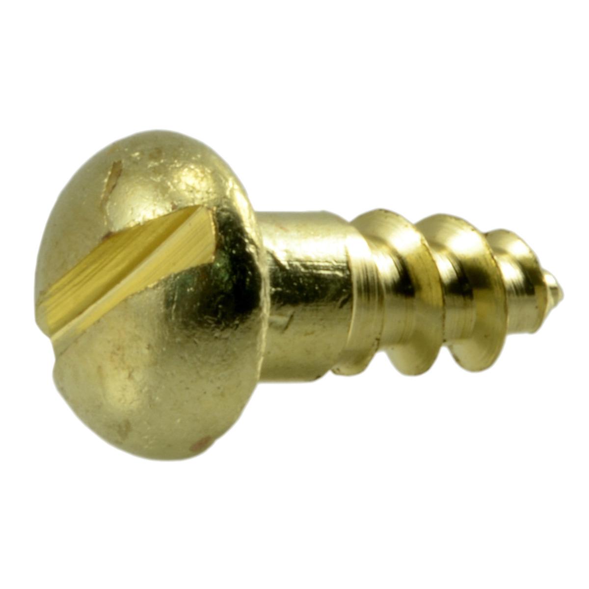 #6 x 3/8" Brass Slotted Round Head Wood Screws (50 pcs.)