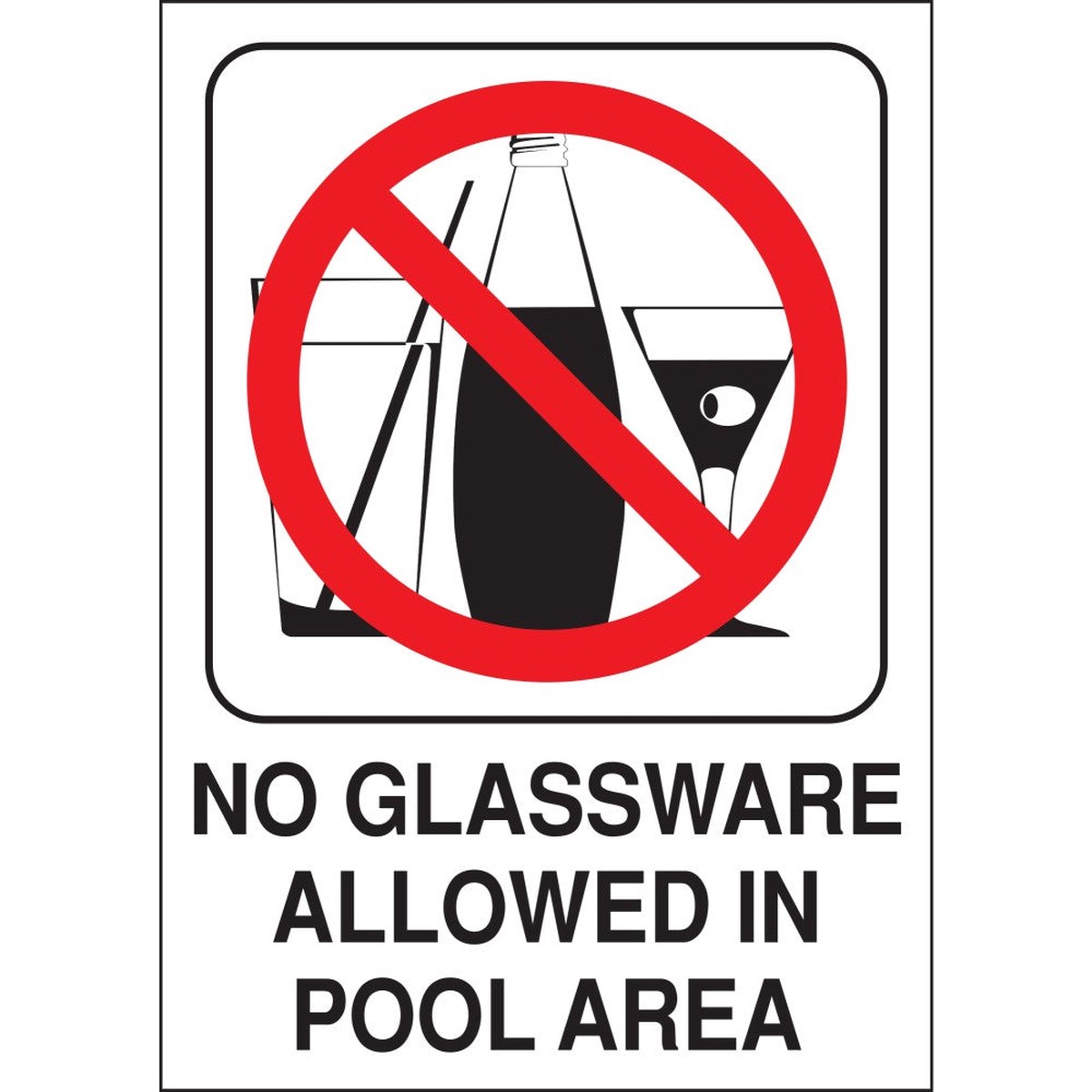 Hy-Ko No Glassware Allowed" Pool Sign 10" x 14" (5 pcs.)
