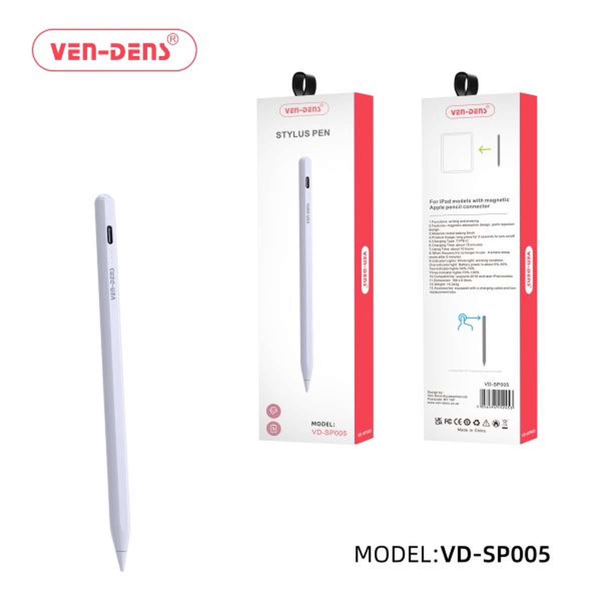 Ven-dens Stylus Pen With Magnetic Apple Pencil Connector | 'SP005'