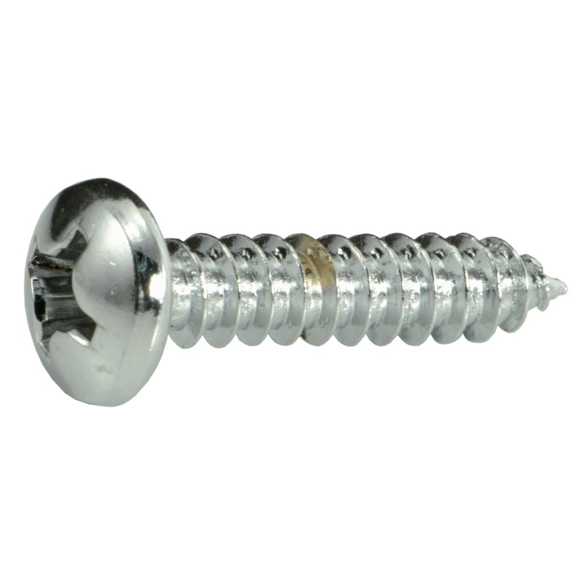 #12 x 1" Chrome Plated Steel Phillips Pan Head Sheet Metal Screws (6 pcs.)