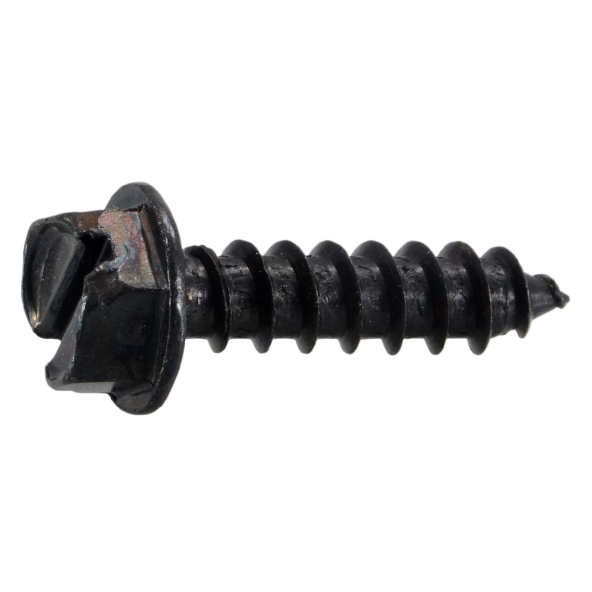 #14 x 1" Black Oxide Steel Slotted Hex Washer Head Sheet Metal Screws (8 pcs.)