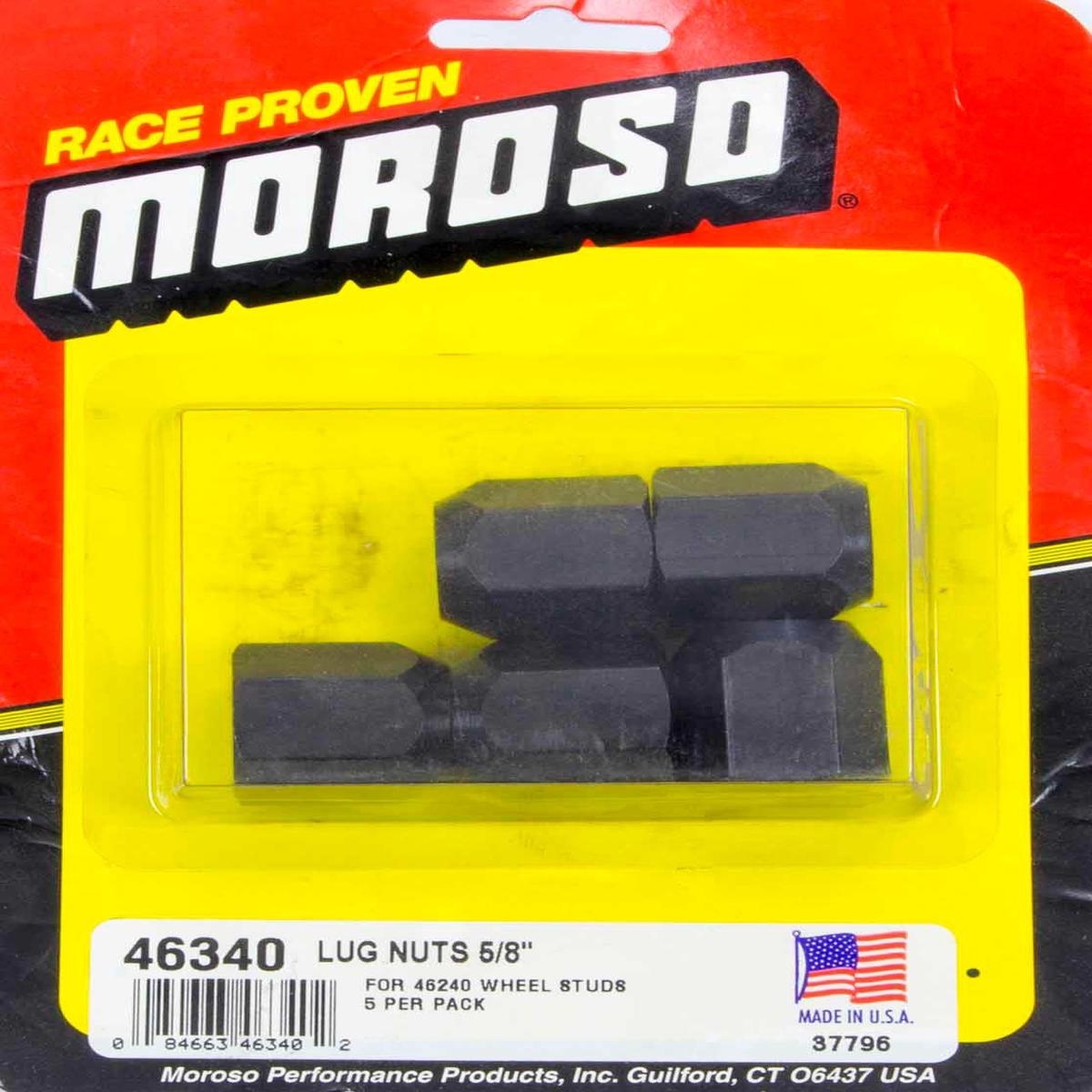 Lug Nut - 5/8-18 in Right Hand Thread - 7/8 in Hex Head - 60 Degree Seat - Open End - Steel - Black Oxide - Set of 5