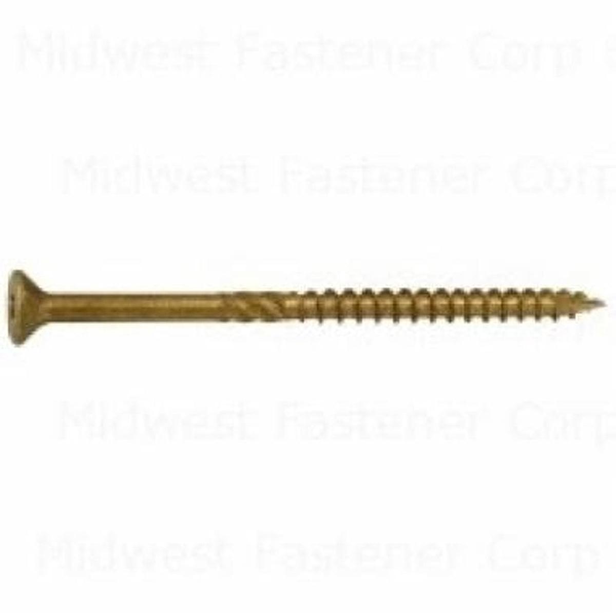 SaberDrive 50756 Deck Screw, #10 Thread, 3-1/2 in L, Serrated Thread, Bugle Head, Star Drive, Type 17 Point, Tan, Steel