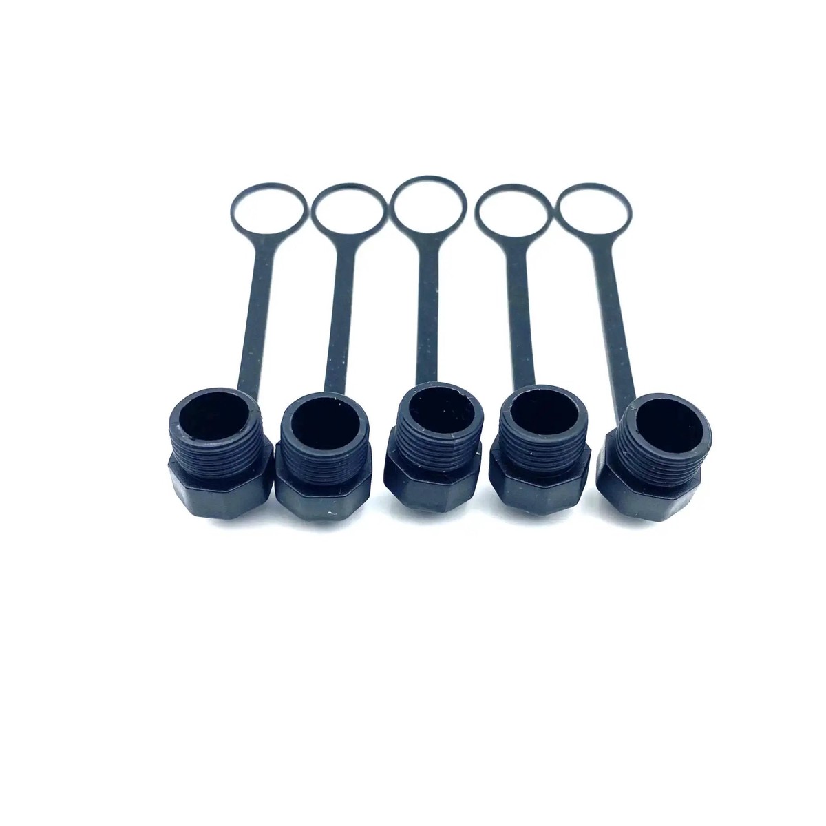 Five Piece M12 Connector Dust Covers For Female Sockets Protective Caps Black Plastic Bolt Caps And Screw Caps Kit For Panel Mount Sockets With Easy Install...