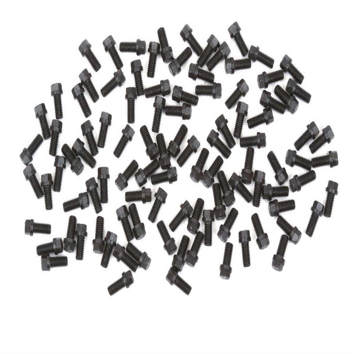 Header Bolt - 3/8-16 in Thread - 0.75 in Long - Hex Head - Steel - Black Oxide - Set of 100