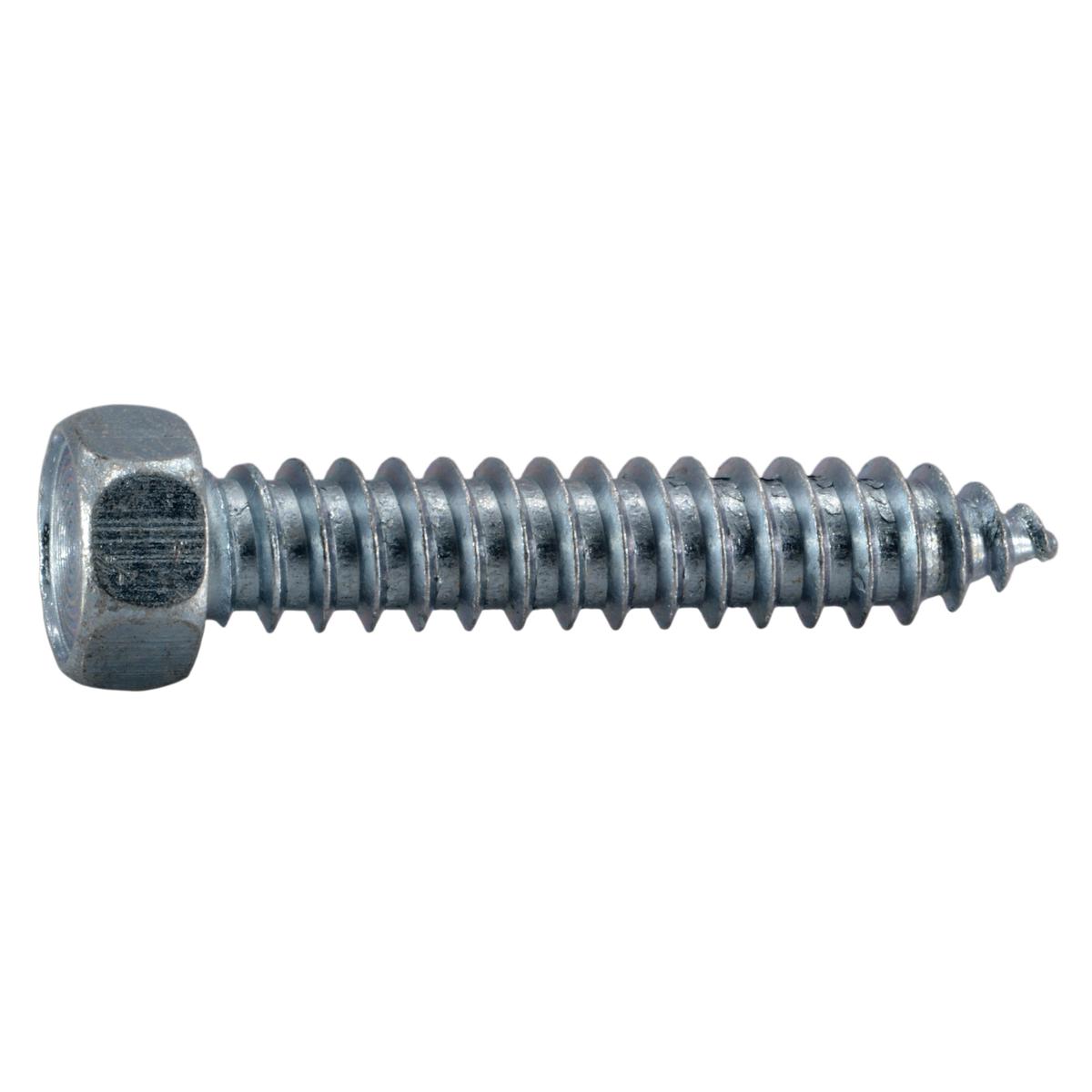 3/8" x 2" Zinc Plated Steel Hex Washer Head Type A Sheet Metal Screws (6 pcs.)