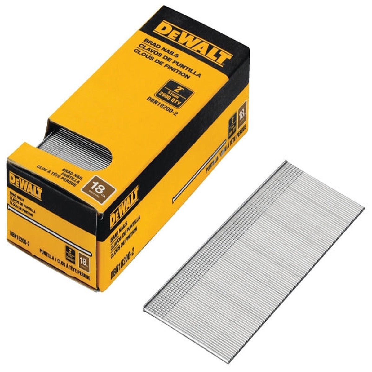 DEWALT DBN18200-2 Nail 2 in L 18 Metal Coated Brad Flat Head Smooth Shank