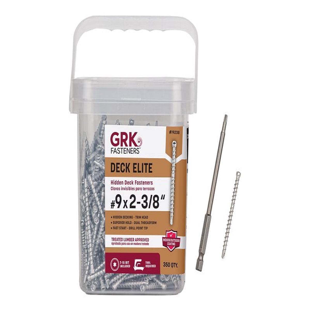 GRK Fasteners Deck Elite Series 19238 Hidden Deck Screw, 2-3/8 in L, Coarse Thread, Trim Head, Star Drive, Steel, Chrome