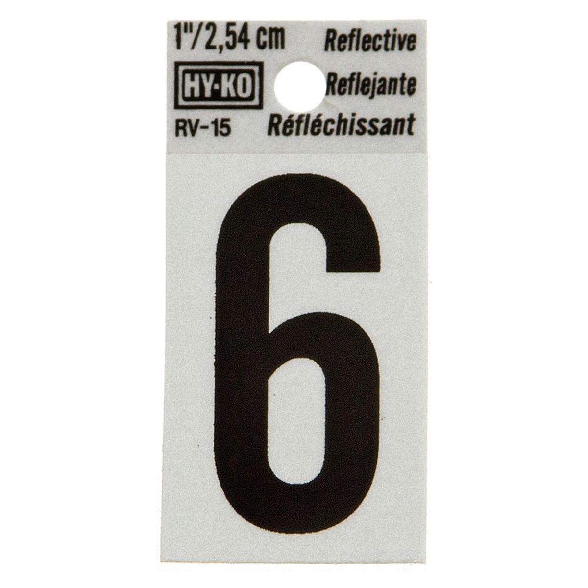 Hy-Ko 1.25" Reflective Number 6 (10 pcs.)