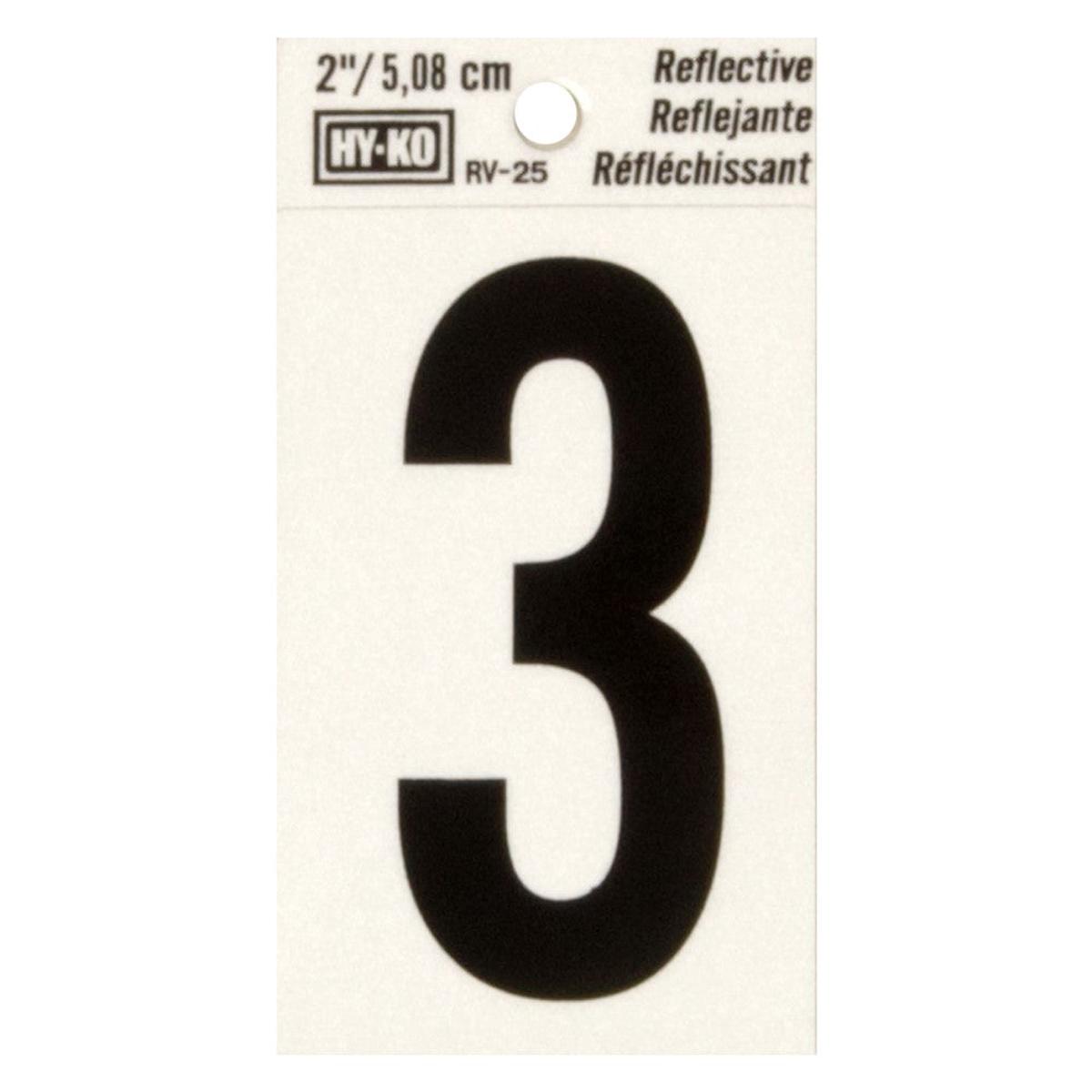 Hy-Ko 2" Reflective Number 3 (10 pcs.)