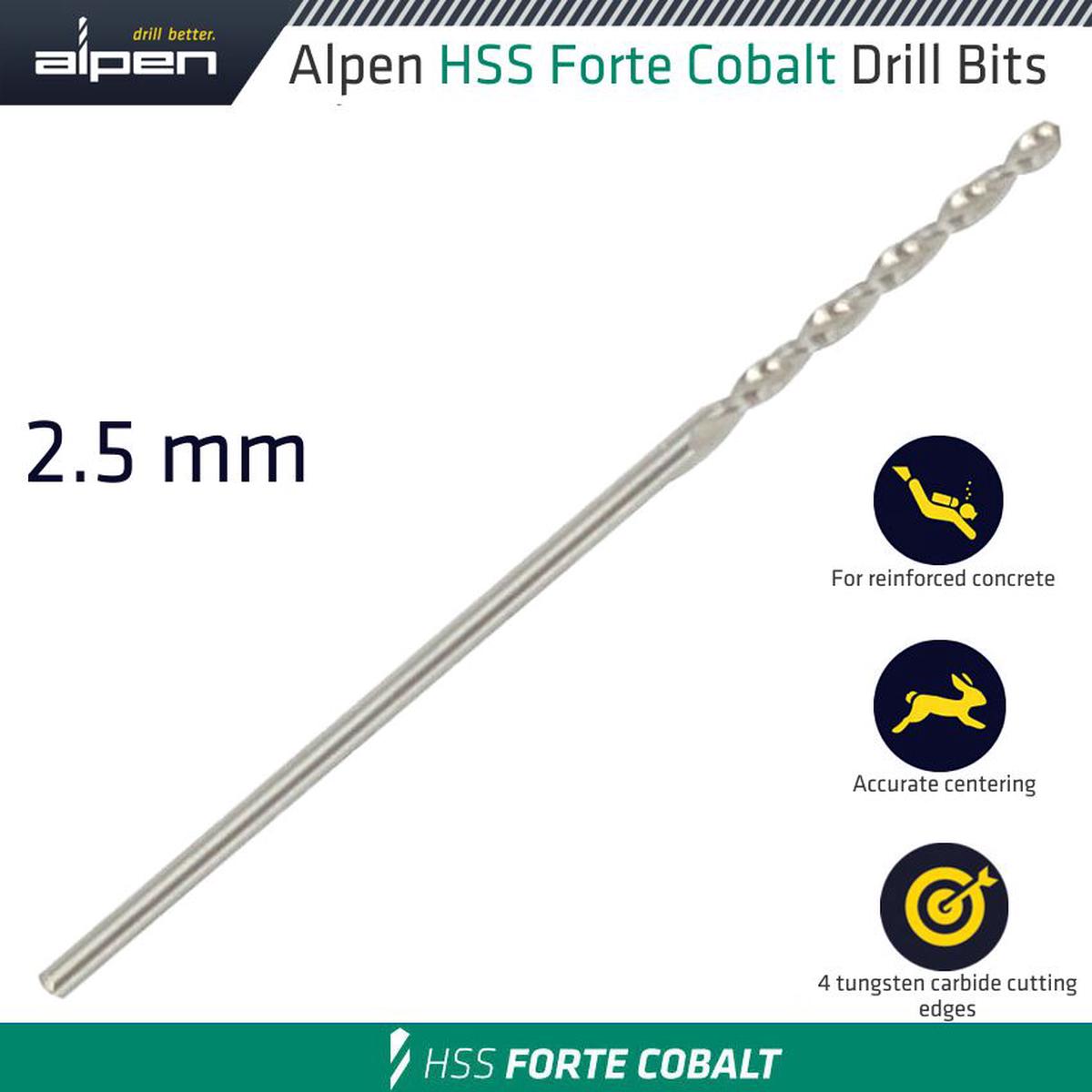 ALPEN  HSS FORTE COBALT DRILL BIT 2.5MM	ALP183025