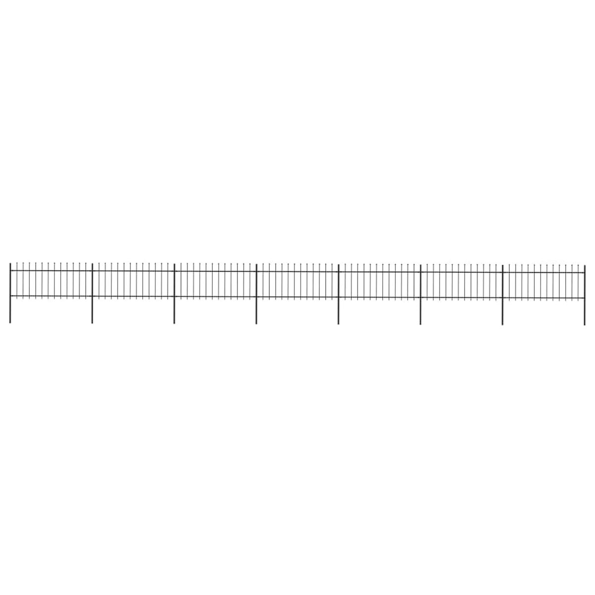 Berkfield Garden Fence with Spear Top Steel 11.9x0.8 m Black