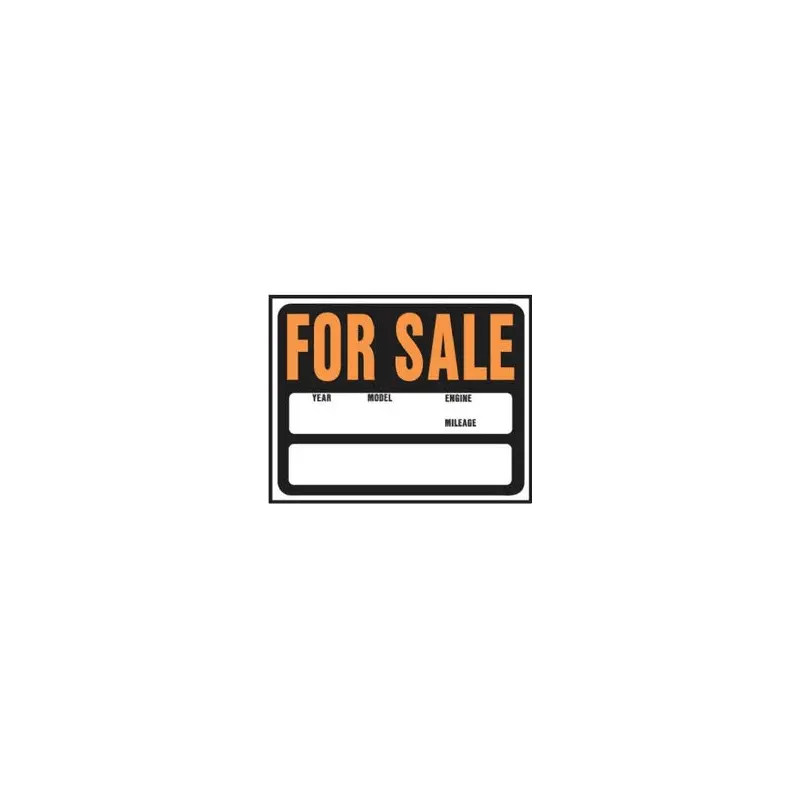 "Auto For Sale" Sign, Hy-Glo Orange/ Black Plastic, 15 x 19-In.
