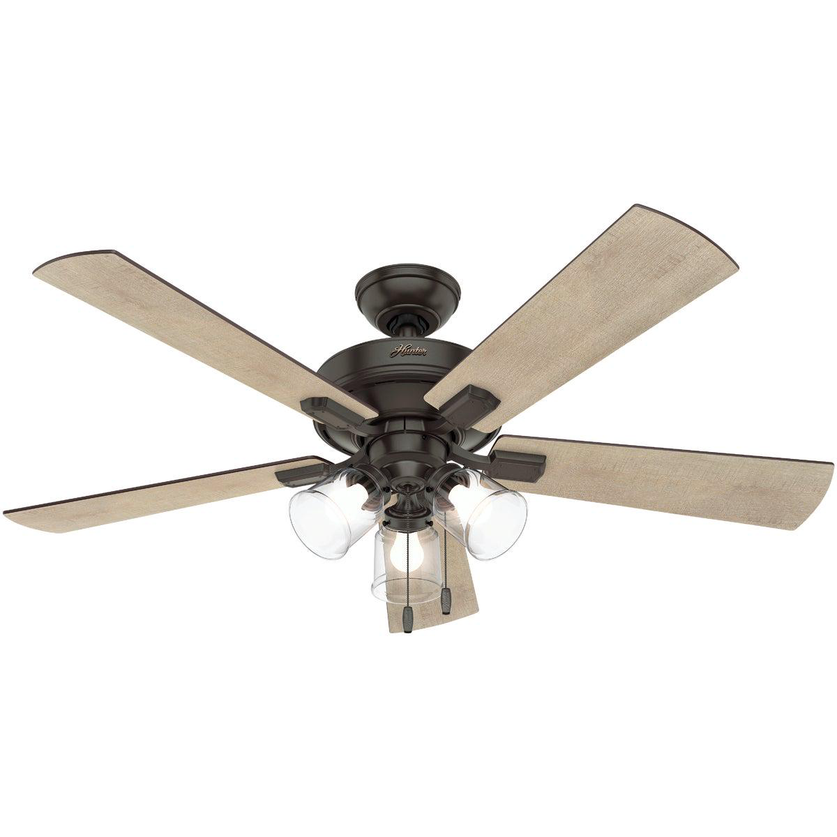 Hunter Crestfield 52 In Noble Bronze Ceiling Fan with Light Kit