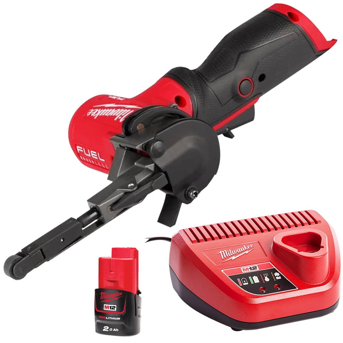 Milwaukee M12FBFL10-0 12V Fuel Brushless 10mm Band File with 1 x 2.0Ah Battery & Charger